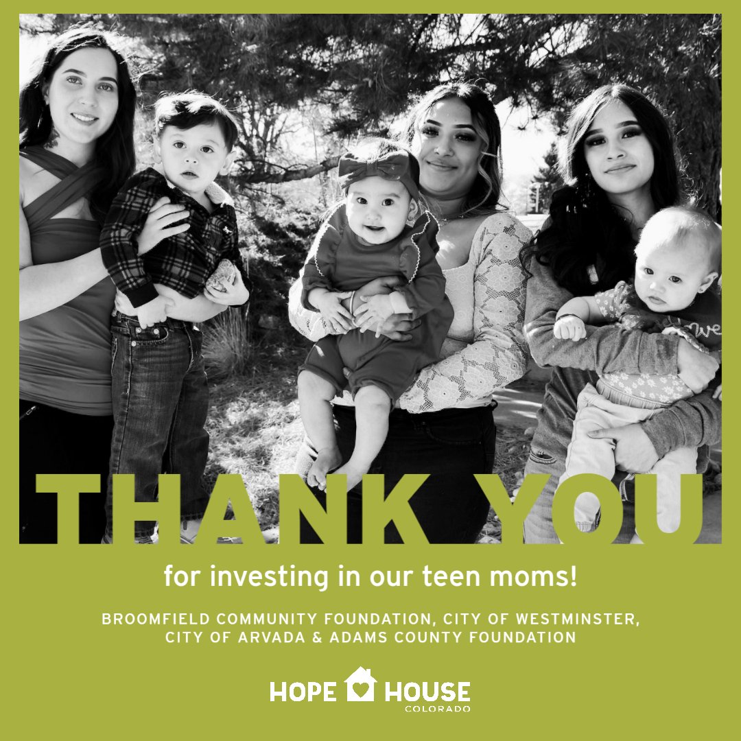 We are so grateful for the community's investment in our teen moms! A special shout-out goes to the many city and county grant funds we have received locally in the past year: Broomfield Community Foundation, <a href="/westminsterco/">City of Westminster</a>, <a href="/cityofarvada/">City of Arvada</a> and <a href="/adamscountygov/">Adams County Government</a>