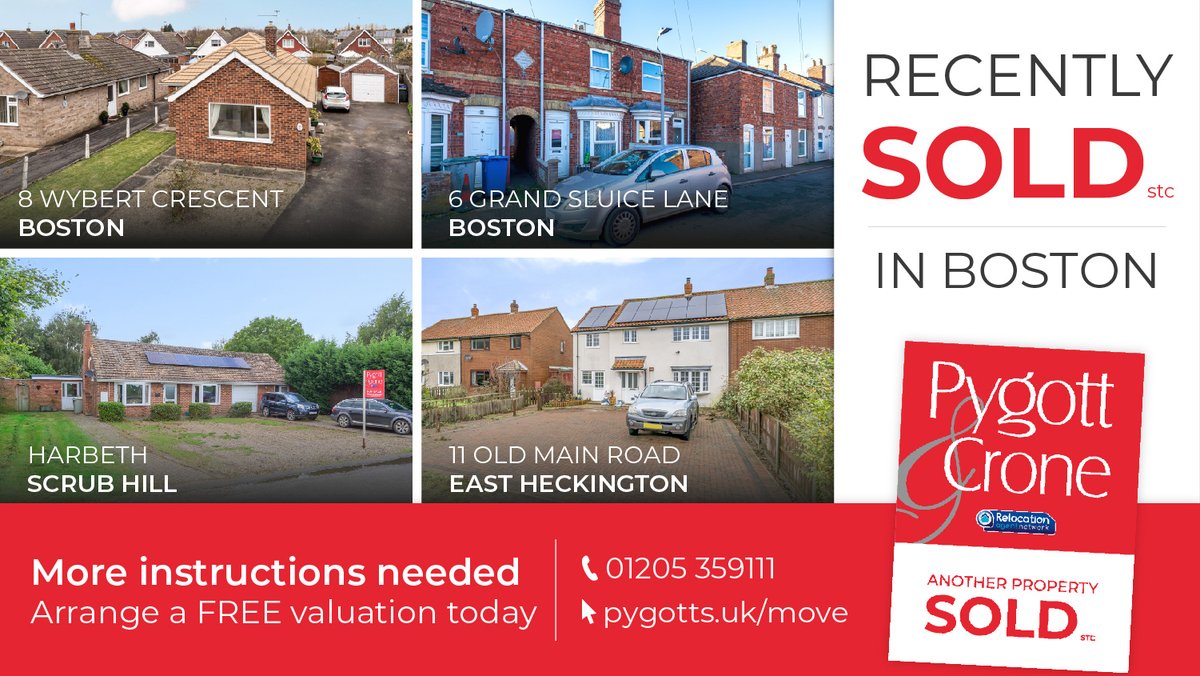 PygottandCrone's tweet photo. Another great month for sales in Boston!🏆

We URGENTLY require more properties to sell🏡If you are thinking of moving, simply pop into your local branch or get in touch with us on 01205 359111📱

Arrange your FREE valuation here 👉https://t.co/kTFQfKYEa3

https://t.co/wRvC9WhIqO https://t.co/zGf5bORX6C