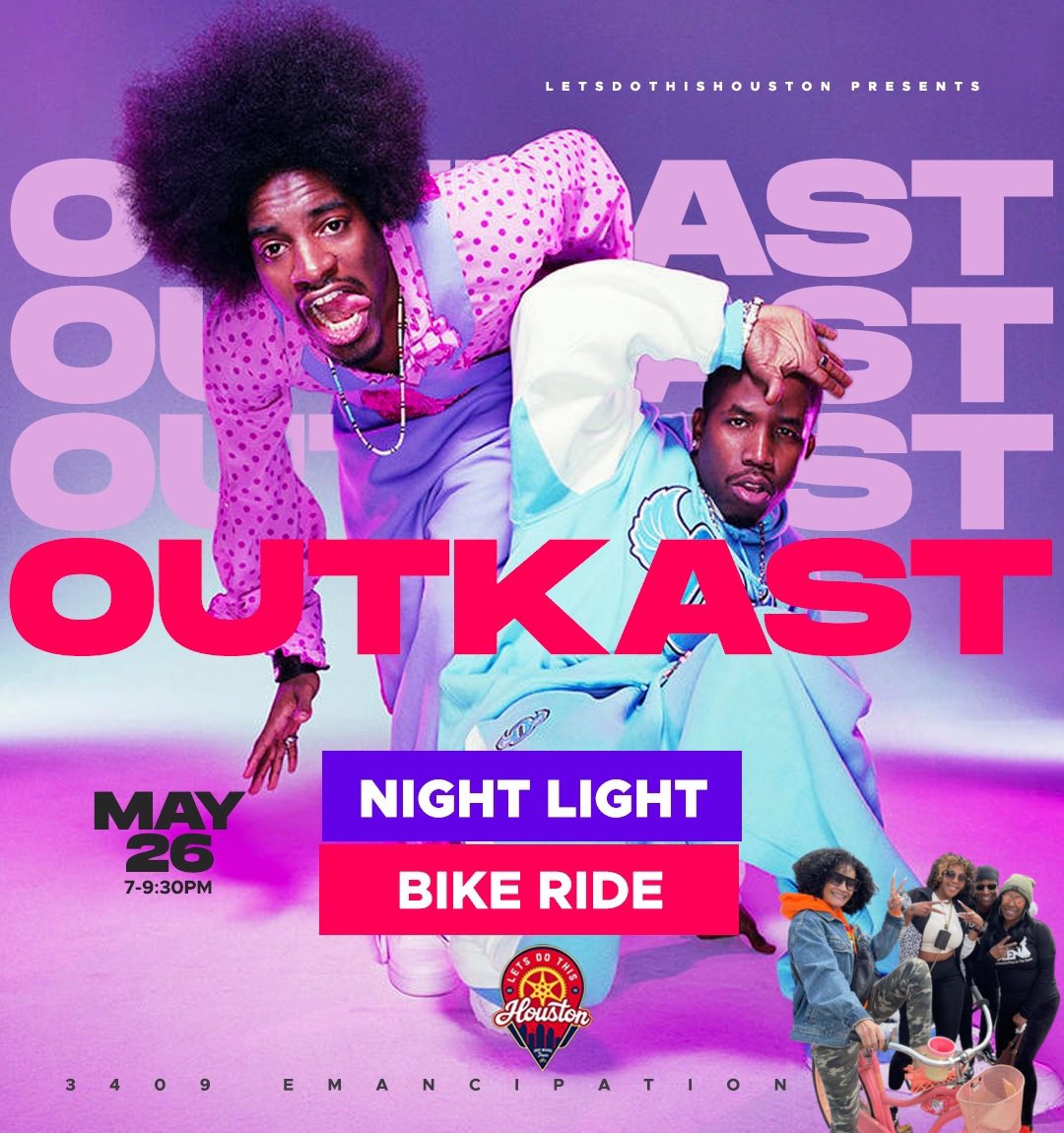 letsdothishou's tweet image. Since #outkast is trending might as well come to the #NightLightBikeRide happening May 26th at #3rdwardtours 🚲💨🎶