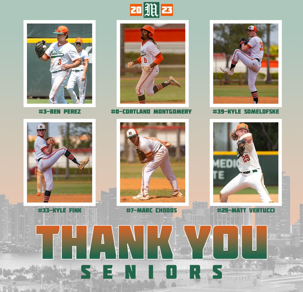 As we head into the final weekend of the 2023 season, we would like to thank our seniors for everything they have given to the program during their time here at UM. We thank you for your contributions and dedication and wish you the best of luck in future endeavors!