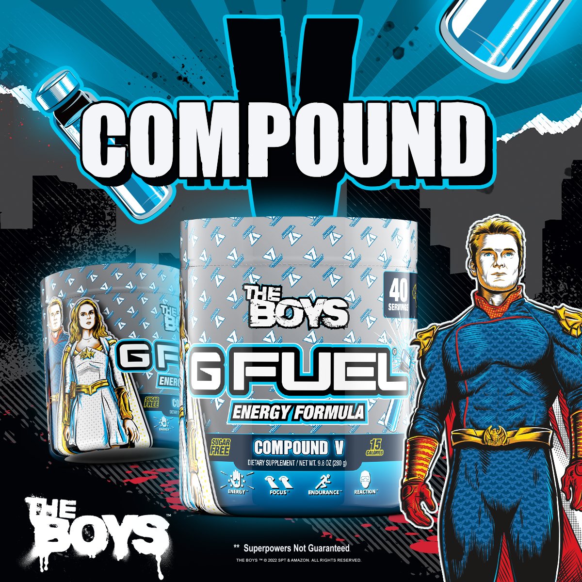 GFuelEnergy's tweet photo. 💙 𝗟𝗜𝗞𝗘 + 𝗥𝗧 + 𝗙𝗢𝗟𝗟𝗢𝗪 TO WIN A @TheBoysTV x #GFUEL "COMPOUND V" TUB!!!

🧬 Picking 2 winners this weekend in honor of #NationalSuperHeroDay &amp; bc the people at @VoughtIntl truly care about your energy needs!

🛒 𝗚𝗘𝗧 𝗬𝗢𝗨𝗥𝗦: https://t.co/k6bf2zYggs https://t.co/YEghrI1ZZp