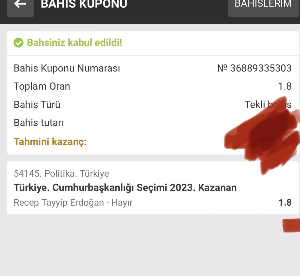 Recep Taip Erdoğan seçimi kazanamaz dedim ve 50 bin TL bahis aldım. 15 Mayıs sabahı Kılıçdaroğlu seçimi kazanırsa eğer. Kazanılan 42 bin TL kârın hepsini burda çekilişle dağıtacağım. Tek şart beğenip Rt etmek. Beni  takip etmek. Bol şanslar herkese:) 

refpakrtsb.top/L?tag=d_983205…