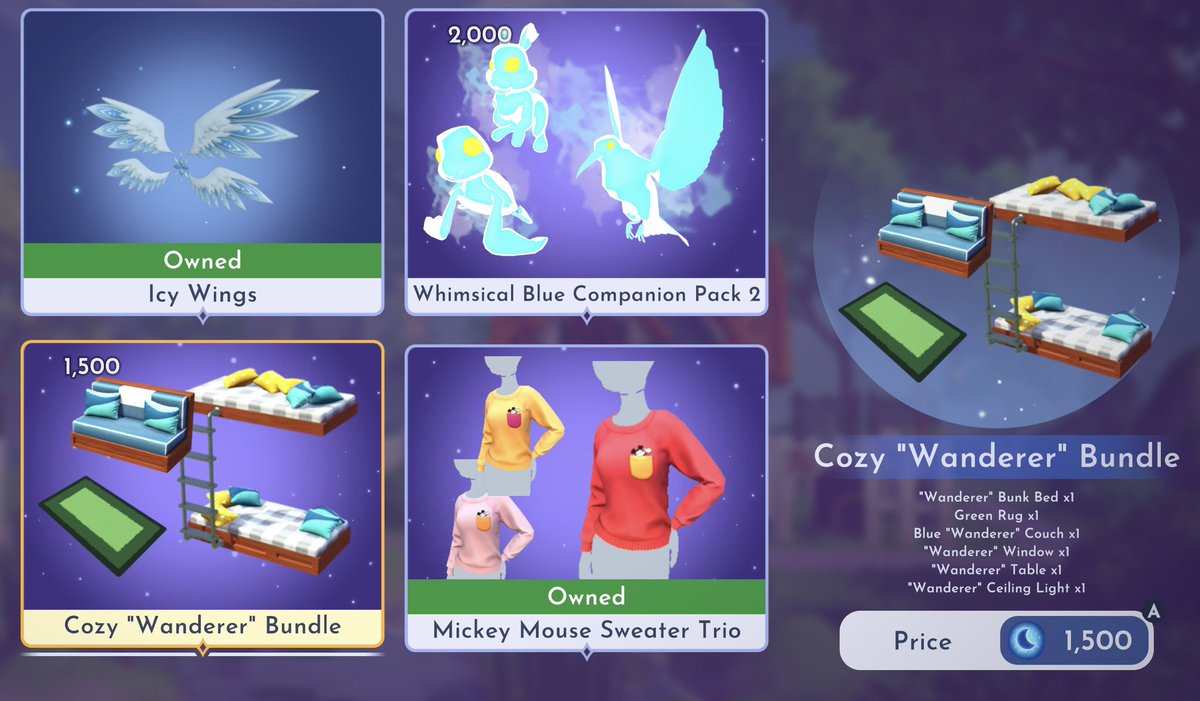 DreamlightKNGDM's tweet photo. This week’s premium shop items are in! Mostly repeats and one furniture set. What do you think of the items? 

#disney #disneydreamlightvalley #dreamlightvalley #dreamlights #dreamlight #dreamlightcommunity https://t.co/zdPi27qMcw