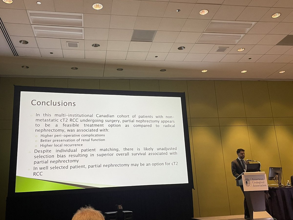 Maylynn Ding (@maylynnding) on Twitter photo Starting #AUA2023 by hearing ⭐️<a href="/MacUrology/">McMaster Urology</a> R3 <a href="/Raees__Cassim/">Raees Cassim</a> discuss the Canadian experience treating cT2 RCC via partial nephrectomy. Take-always: better renal function, higher perioperative and local recurrence risk. Starting #AUA2023 by hearing ⭐️<a href="/MacUrology/">McMaster Urology</a> R3 <a href="/Raees__Cassim/">Raees Cassim</a> discuss the Canadian experience treating cT2 RCC via partial nephrectomy. Take-always: better renal function, higher perioperative and local recurrence risk.