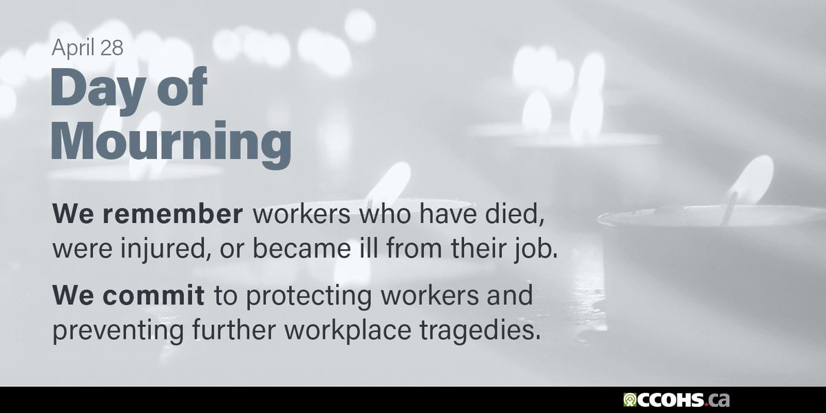 AccessSMT's tweet photo. Today is the National Day of Mourning, dedicated to remembering and honouring those who have lost their lives, or suffered injury or illness on the job or due to a work-related tragedy. #DayOfMourning https://t.co/7gE1S5OQ06