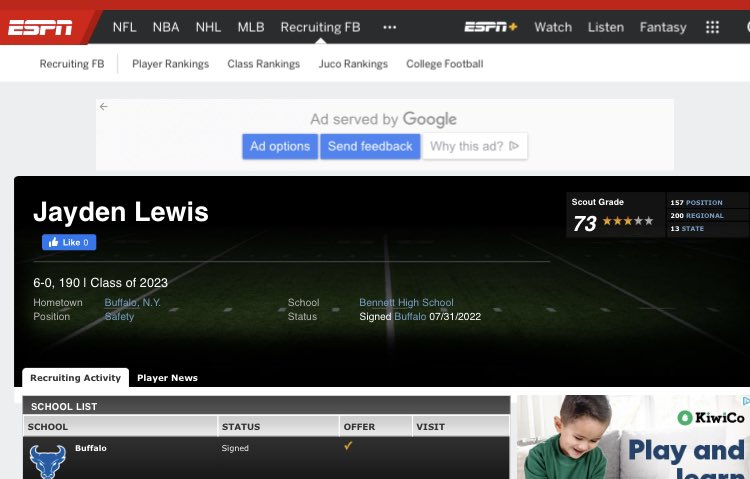 Blessed to be a 3 star rank on ESPN!