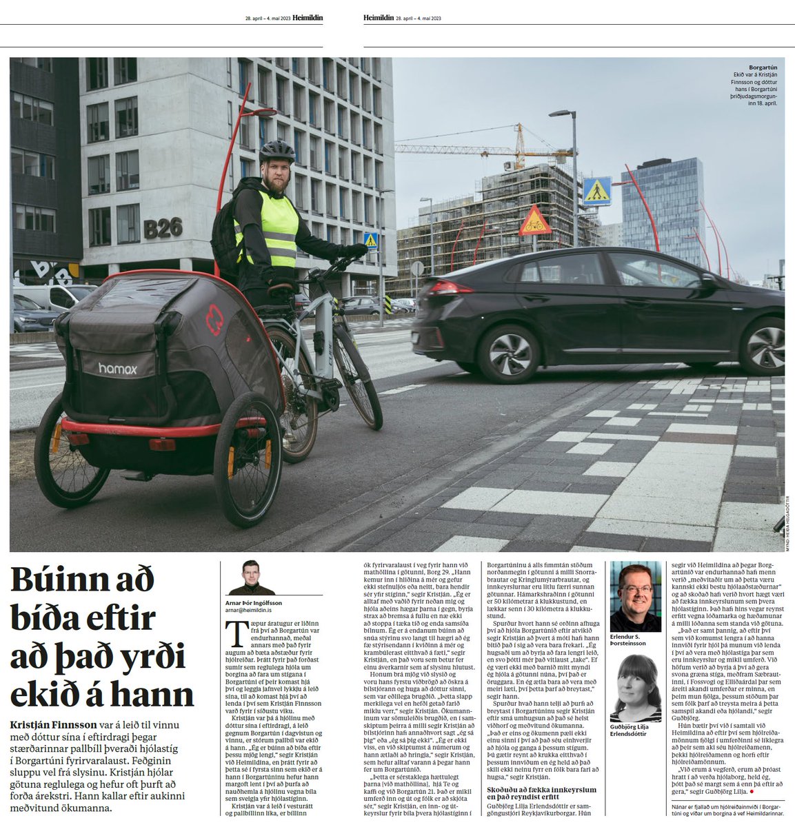 Vinnufélagi minn var í sýnileikavesti (og með hjálm), á stóru hjóli og með vagn í eftirdragi (með barn um borð) og með glit í dekkjunum og ÞAÐ VAR SAMT KEYRT Á HANN!!! Vandamálið eru innviðir og bílstjórar, ekki klæðnaður hjólreiðafólks. Frekari umræða á facebook.com/groups/3553084….