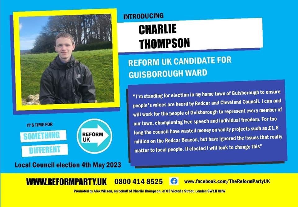 mellormedia's tweet photo. Another day canvassing for @CharlieReformUK and @reformparty_uk in the Guisborough Ward. Thatโs all the Ward covered for leaflets now, only some door knocking and listening to peoples concerns and observations to fit in now before May 4th.
#Time4ChangeTime4Reform
#VoteCharlie https://t.co/k4hp34Flo8