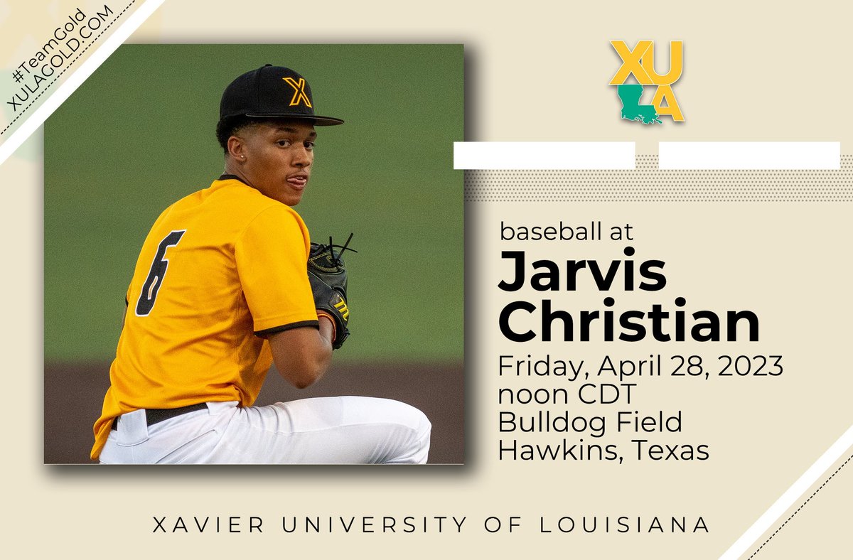 xulagold's tweet photo. Gold Rush are in Hawkins, Texas, to open a three-game series at Jarvis Christian.
box score: https://t.co/LJqFN536Zg
#TeamGold #HailAllHailXU #NAIABaseball #HBCU #XULA https://t.co/U38DvlDgzn