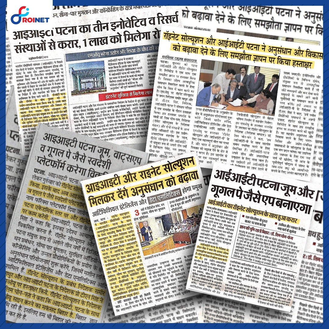 roinetsol's tweet photo. ROINET has signed a Memorandum of Understanding (MoU) with the Indian Institute of Technology- Patna (IIT-P) to collaborate on research and development initiatives in India.
#ROINet #roinetsolution #digitalbanking #bankingsolution #digitalservices #iitpatna #innovation https://t.co/qCYU6K66Xp