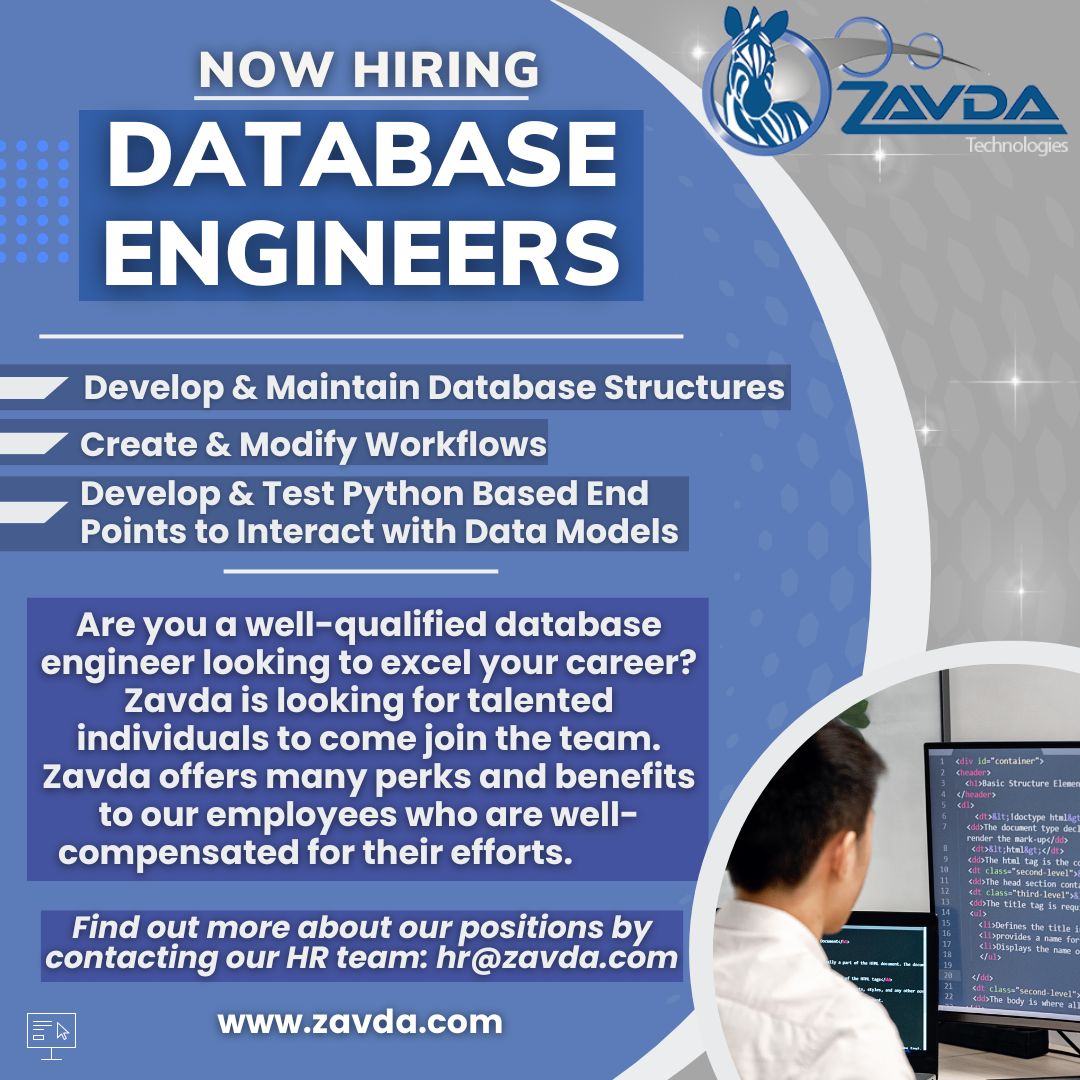 ZavdaTech's tweet image. Zavda is HIRING a Database Engineer! 

For more information: linkedin.com/posts/zavda-te…

#zavda #hiring #techjobs #database #engineer