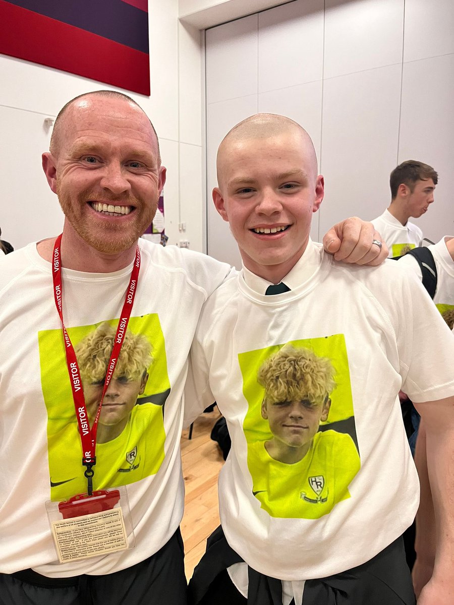 gavhanson's tweet photo. Very proud of my mate today, a lad who only cares about football and his hair - proper skinhead in support of his mate Callum who has lost his hair through chemo. I’d have him as my teammate everyday of the week ❤️🙏🏽 #kickcallumscancer https://t.co/1CNsNluOof