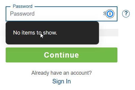 jacobjanzen's tweet photo. @1Password why doesn't the extension ask to generate new items for new sites anymore?  I just get "No items to show" ?? https://t.co/kiPIK72EGQ