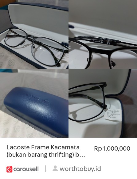 ginginnan's tweet photo. Check out 'Lacoste Frame Kacamata (bukan barang thrifting) beli langsung di melawai central park', available at Rp 1,000,000 on #Carousell: https://t.co/GlzUTacL6y https://t.co/pF9J92Ucs4