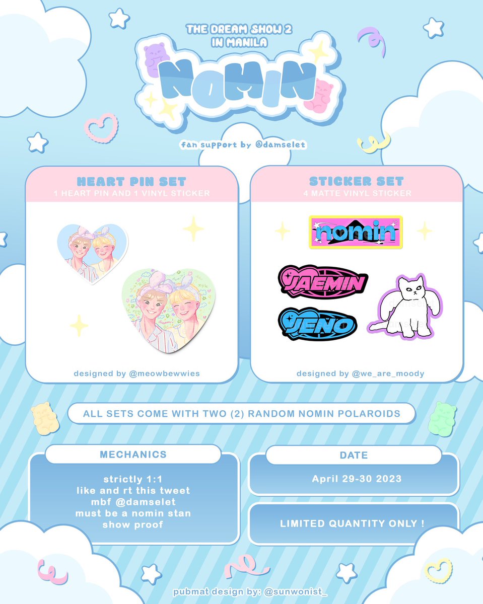 damselet's tweet photo. ☆ #THEDREAMSHOW2_In_A_DREAM
      › jeno and jaemin fan support

DAY 1 - dreamzone 10 am - 11 am
DAY 2 - dreamzone 11 am - 12 pm

check thread for reminders!

#TDS2inMNL #JAEMIN #JENO #NCTDREAM #THEDREAMSHOW2_in_MANILA https://t.co/JBHlGdAYN9