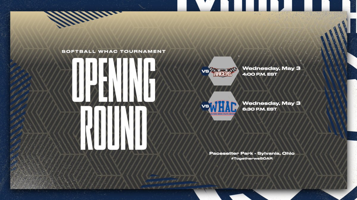CUathletics's tweet photo. SB | @Cornerstone_SB will take on UNOH in the first round of the WHAC Tournament next week Wednesday, May 3 at 4 p.m. and will be one more game win or loss at 6:30 p.m.

The tournament will be hosted by Lourdes in Sylvania, Ohio at Pacesetter Park.

#TogetherweSOAR https://t.co/DMhGHiKXlN