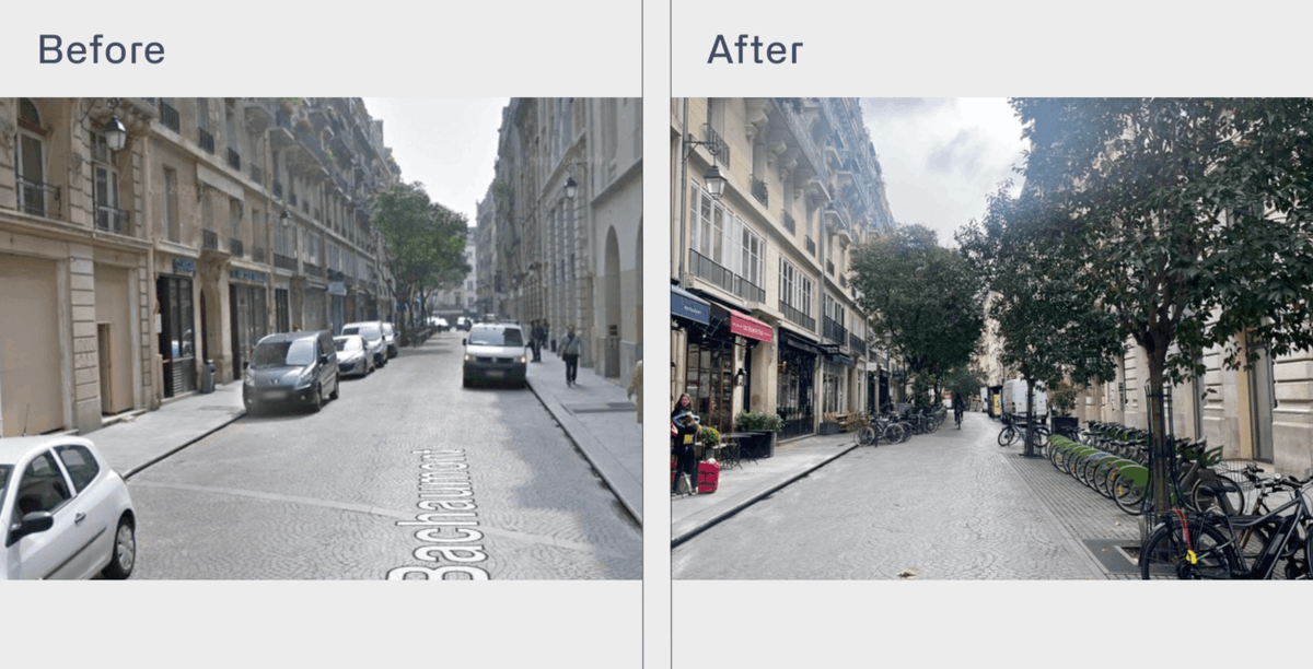<a href="/marcelemoran/">m</a> <a href="/Anne_Hidalgo/">Anne Hidalgo</a> Paris has also replaced much of the city's car parking with bike parking and pedestrian areas. 

In 2020, she announced the city would remove a staggering 72% of its on-street car parking to accommodate cyclists.