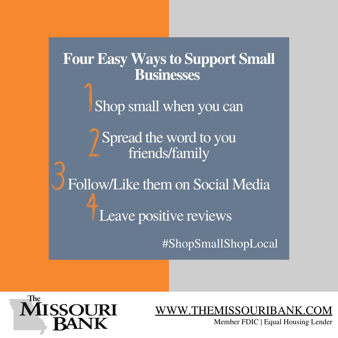 TheMissouriBank's tweet image. #smallbusinessweek
#shopsmallshoplocal