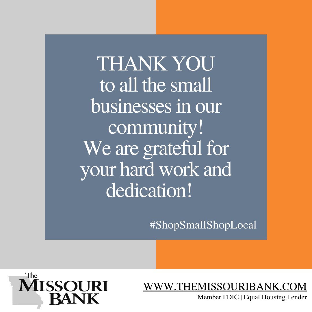 TheMissouriBank's tweet image. #smallbusinessweek
#shopsmallshoplocal