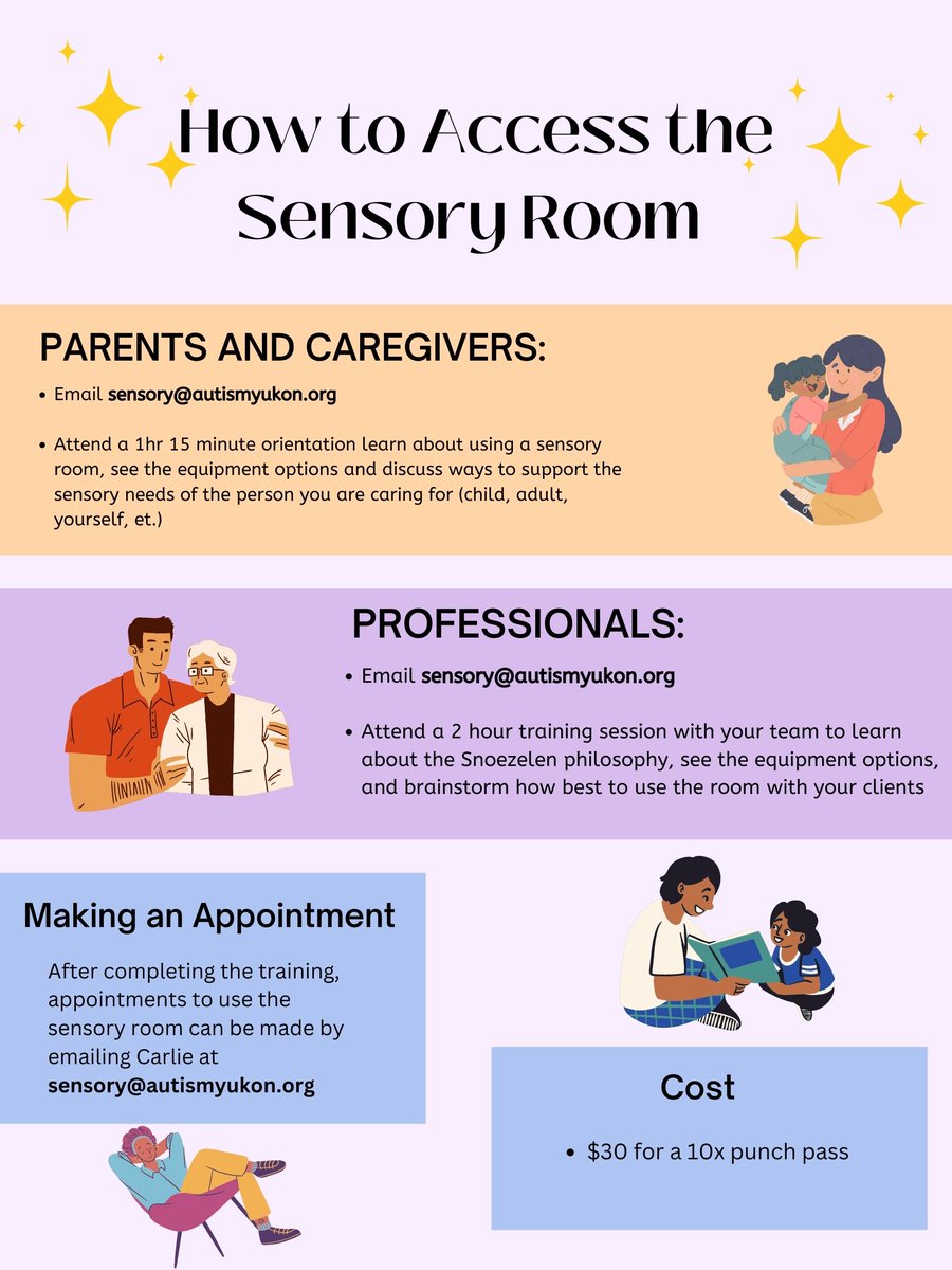 Looking to use the sensory room? Here are the steps to accessing Autism Yukon's sensory room!