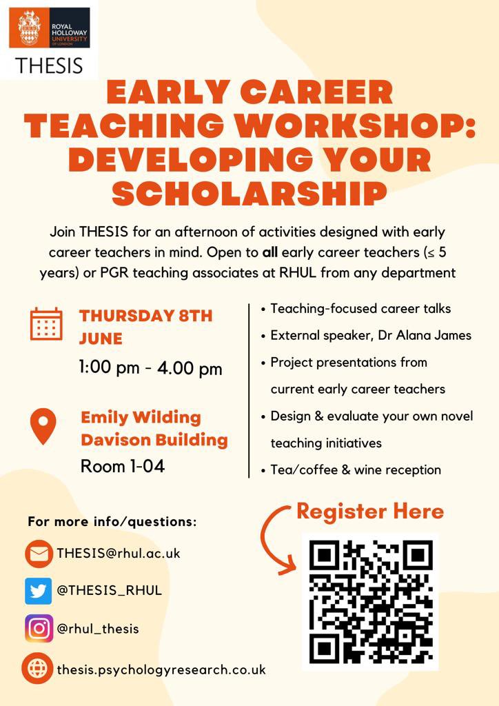 Are you an early career teacher at RHUL? If so, join the THESIS team on 8th June! 📚

Click here for more info and to register: royalholloway.ac.uk/research-and-t…