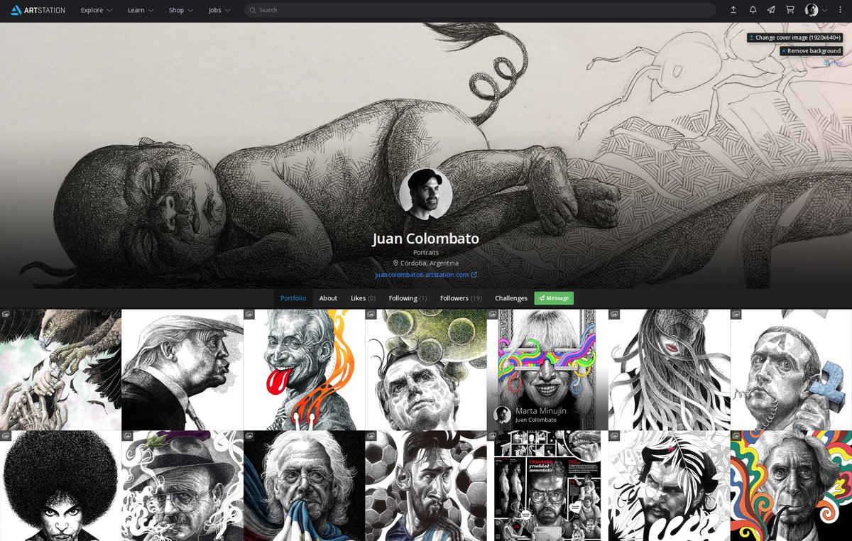 Amigos y colegas, estoy armando este sitio con mi portfolio, que contiene un pantallazo de una parte (#Graphic #illustrations) de mi carrera visual. Me gustaría que lo puedan conocer y si pueden, ayudarme a difundirlo! Desde ya muchas gracias:
artstation.com/juancolombato6