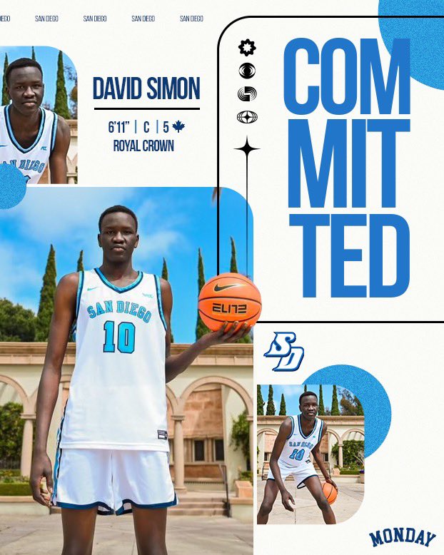 Congrats to 6’11 5🍁 C David Simon (Royal Crown) on his commitment to San Diego!