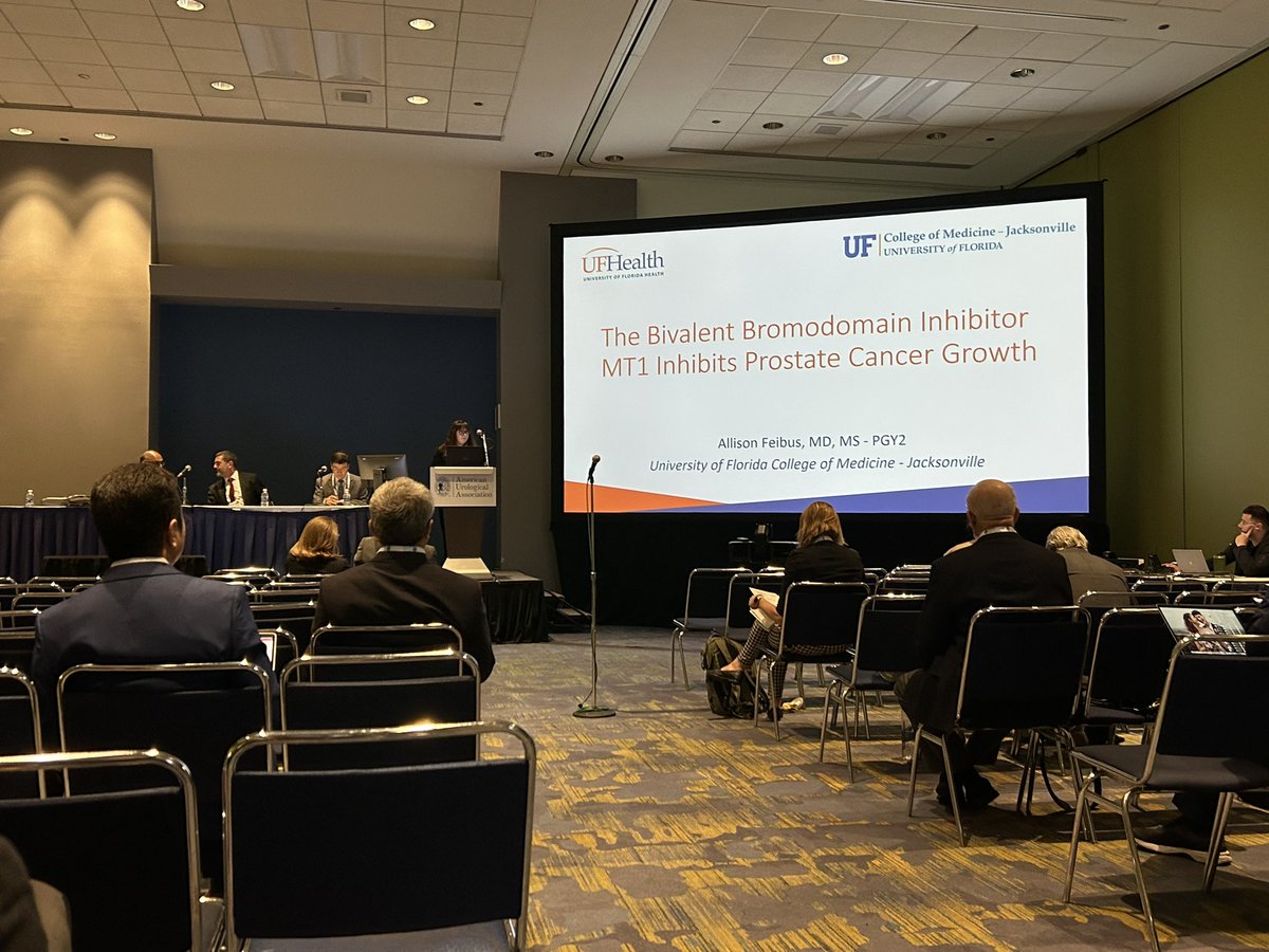 Day 1 of #AUA2023 started off with <a href="/allisonfeibus/">Allison Feibus</a> presenting a podium on MT1, a bivalent bromodomain inhibitor that inhibits prostate cancer growth #jaxurology <a href="/SES_AUA/">Southeastern Section</a> <a href="/FlaUrological/">Florida Urological Society (FUS)</a> <a href="/AmerUrological/">Amer. Urol. Assn.</a>