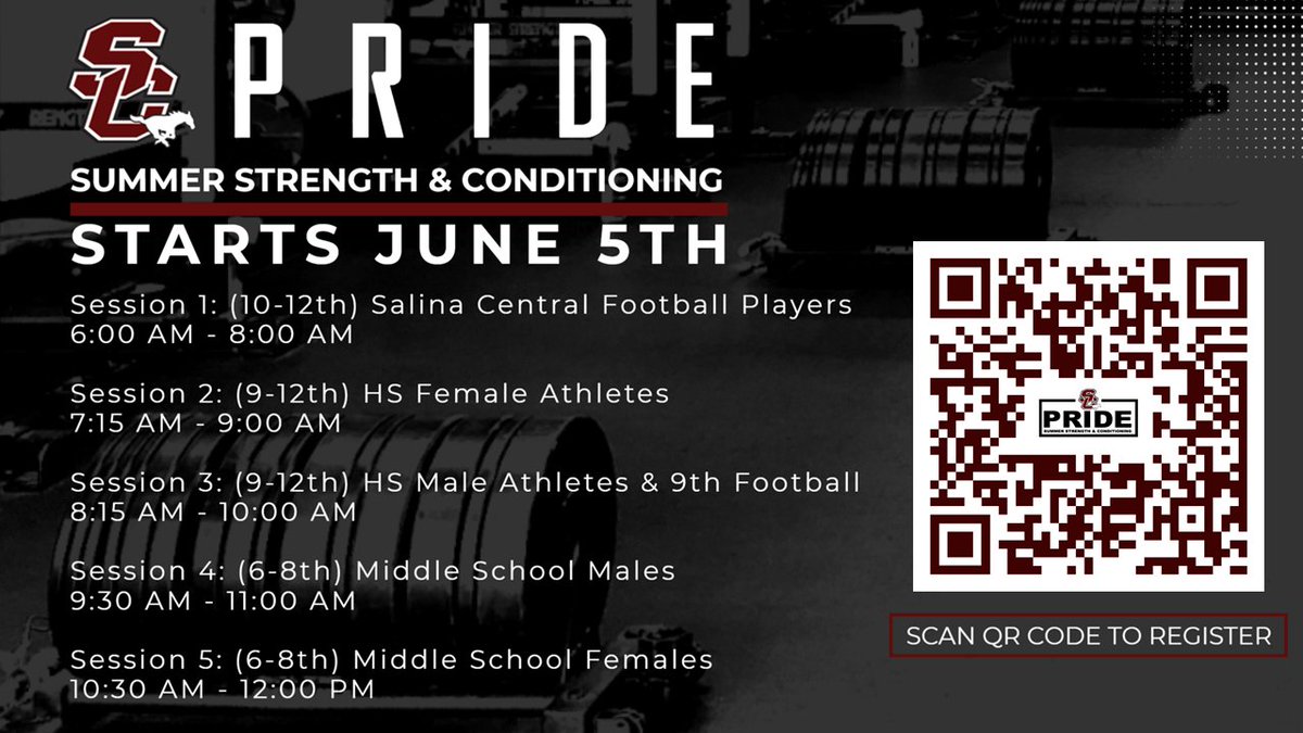 pride_sc's tweet photo. 🚨 SC PRIDE 🚨
🕕 | 6:00 AM - 12:00 PM
💪 | SESSIONS 1⃣ - 5⃣
🖇️ | Online Registration ⬇️
https://t.co/5akQk7k2NP
Anticipating over 3⃣2⃣0⃣ plus athletes moving through the summer program. https://t.co/OYkra9d4x5