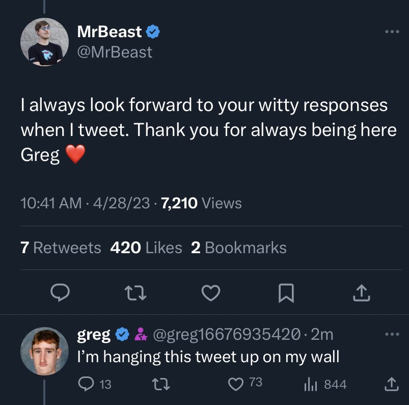 greg16676935420's tweet photo. Thank you @MrBeast https://t.co/da8NGUuZ6x