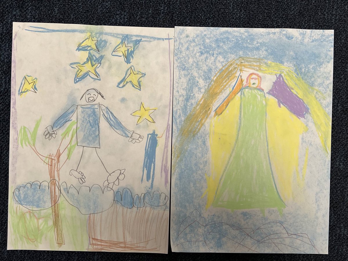 Some beautiful Ascension art created this week class 4. Can you remember the promise that Jesus made? @stmarysderby