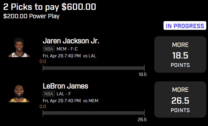 PRIZEPICKS PLAY FOR TONIGHT📈
FOLLOW FOR ANOTHER FREE PICK!
#GamblingTwitter #PrizePicks #LakersVSGrizzlies #NBAPlayoffs