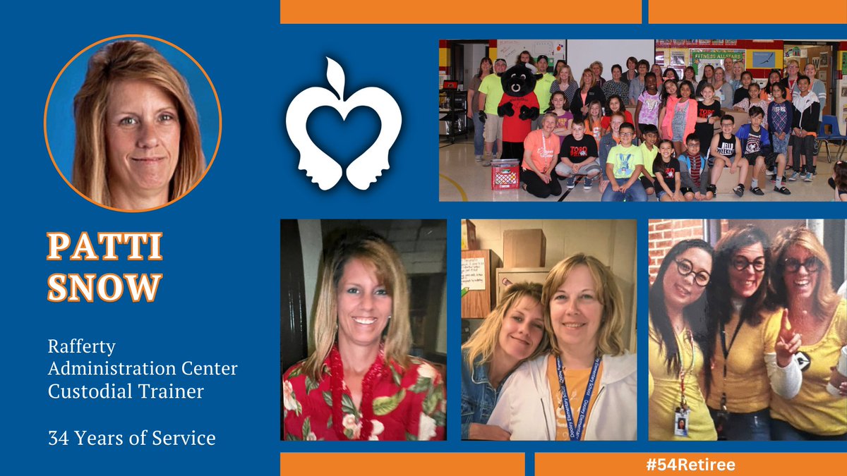 D54schools's tweet image. It's time to celebrate our 2023 D54 Retirees! @pattilynnesnow1 began her career 34 years ago, she served @DooleySchool54 @EaglesAldrin schools as a custodian and the entire district as a custodial trainer. She's already enjoying retirement at her new home in TN! #54Retiree