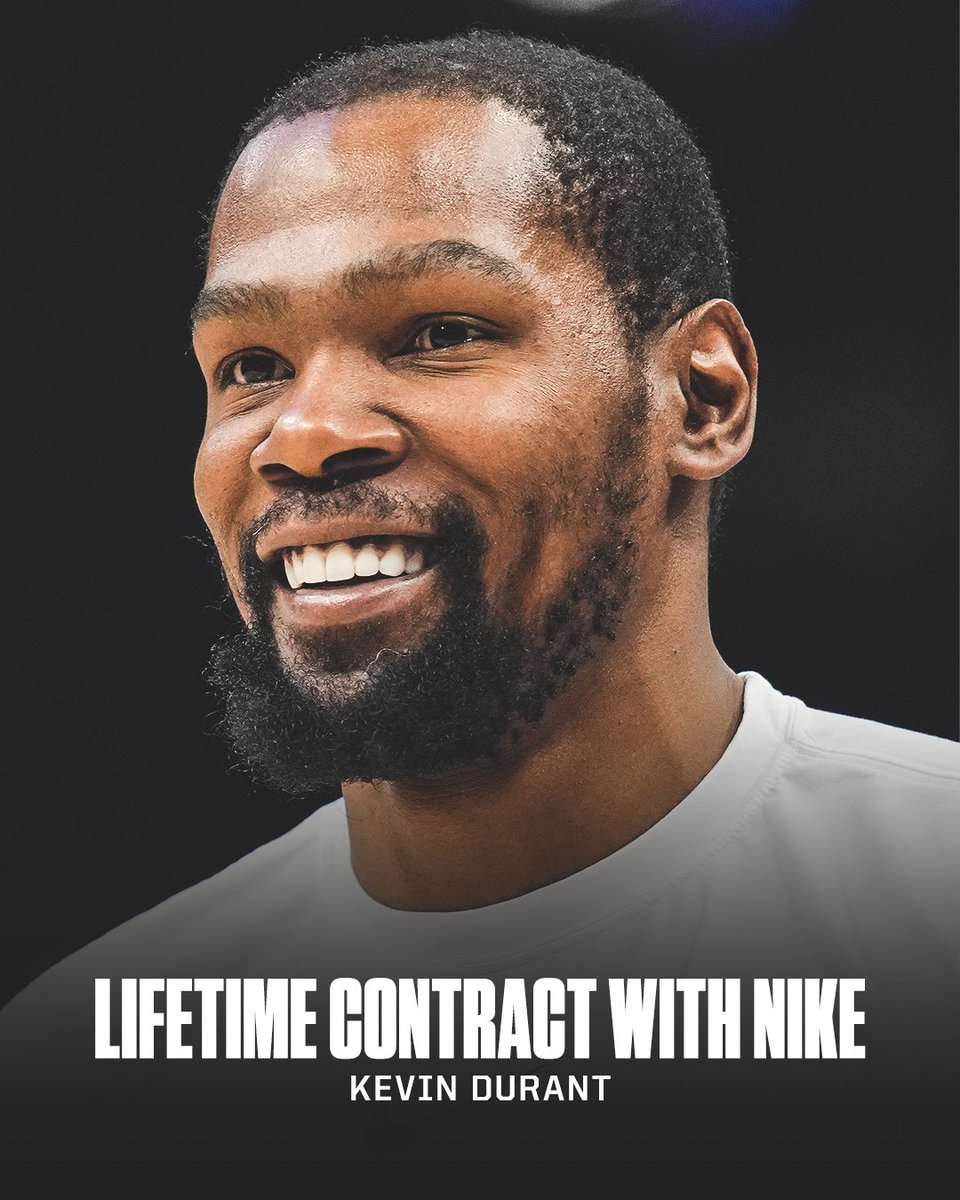 Kevin Durant and Nike have agreed to a lifetime deal. KD joins Michael Jordan and LeBron James as the only other basketball athletes with a lifetime deal. (via @boardroom)