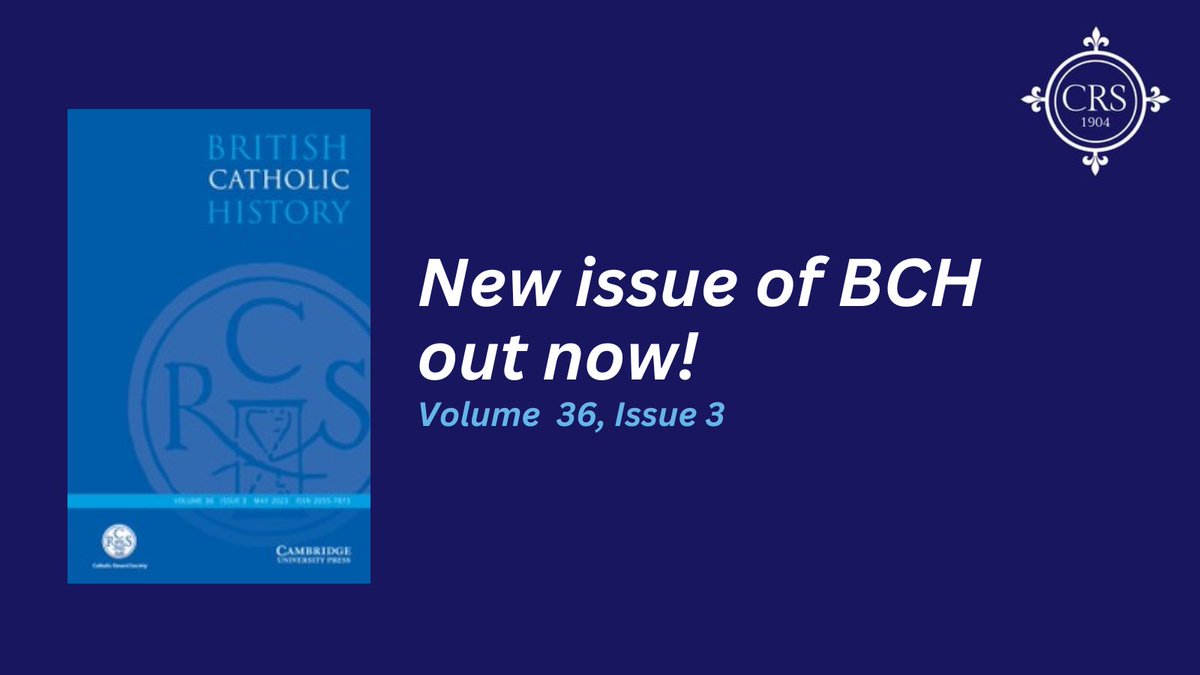 The latest edition of British Catholic History has just been published! More information here: cambridge.org/core/journals/… #twitterstorians #CathHist #history #Catholicism