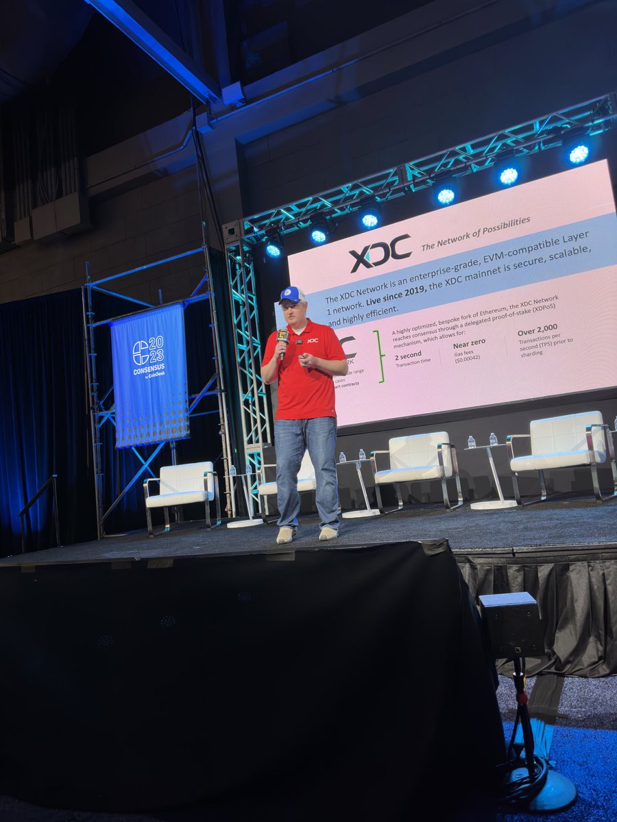 gl0geta's tweet photo. Watching @WBlueu give a presentation on #XDC and announce the winner of the $50,000 grant for the #web3athon at @consensus2023
#WeAreXDC #SuccessDependsOnYourNetwork https://t.co/y5FmweNC9g