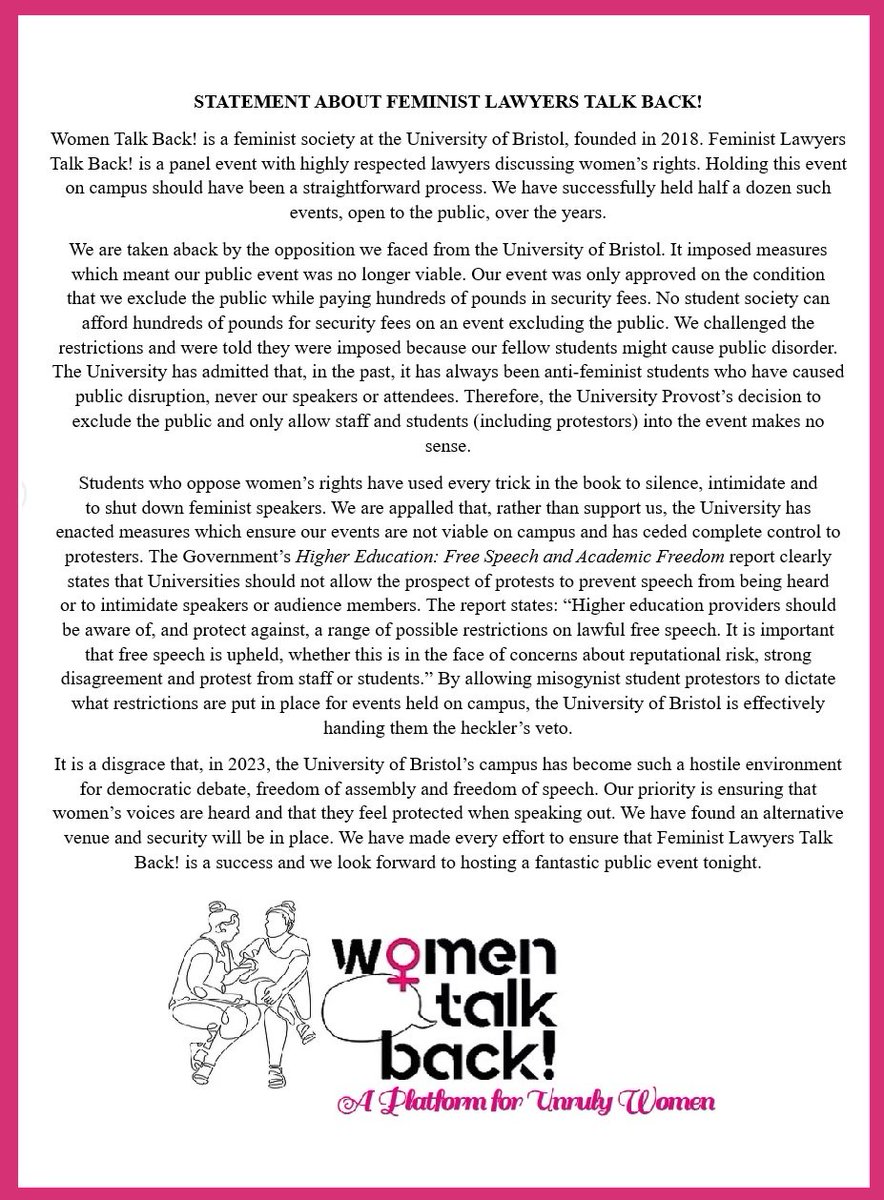 WomenTalk_Back's tweet photo. STATEMENT ABOUT FEMINIST LAWYERS TALK BACK! https://t.co/EpZtC1mZfO