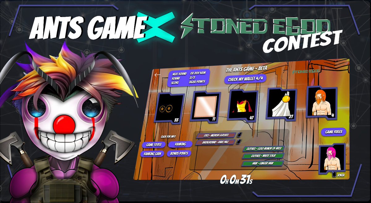Starting tomorrow at 6pm UTC you will be able to try @ElrondAntsclub game with your @Stonedegod NFTs ! 

Get as many differents accessories with your Stoned eGod to earn points and climb the leaderboard to receive rewards🔥

RT, ❤️tag 3 friends to get $EGOD 

#MultiversX #NFTs