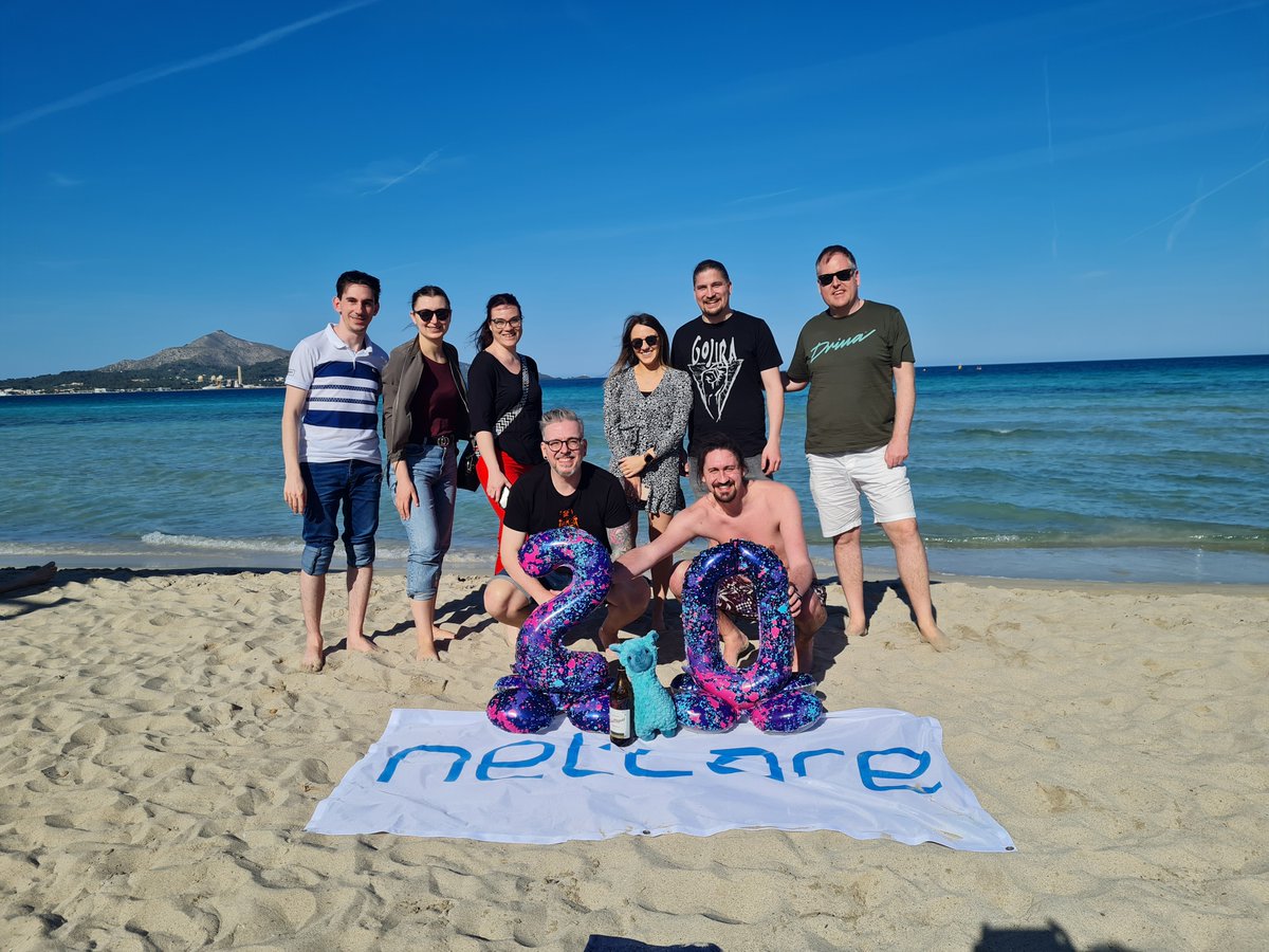 netcare's tweet image. just turned 20 – STOP – celebrated on Mallorca – STOP – got stuck in the elevator – got rescued and had to go to Bierkönig – STOP – haven’t had as much energy since the Big Bang – more to follow later – STOP

#mallorca #20yearsnetcare #offsite #mallorca #thankstoeveryone