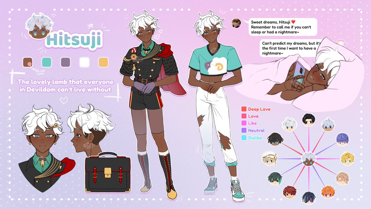 ReisuDesign's tweet photo. ✨Finally his character sheet is complete!✨

🐑Everyone welcome Hitsuji! 🐑

#ObeyMeNightbringer #obeymemc https://t.co/lSna8PCrdt