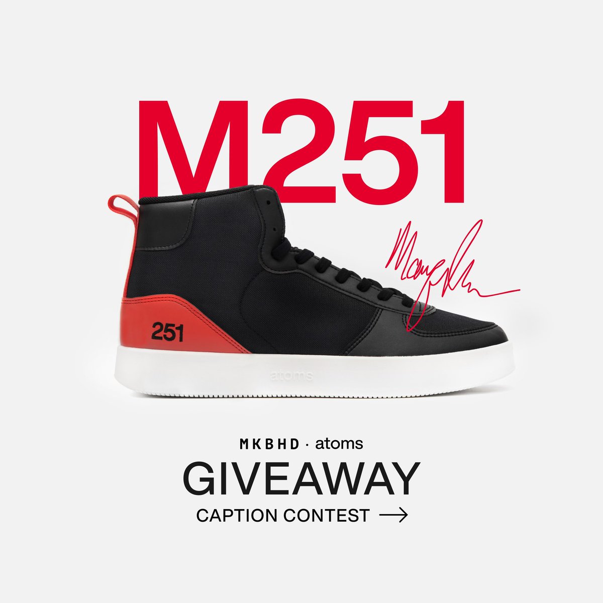 Atoms's tweet photo. 🔴 M251 GIVEAWAY 🔴
We're giving away a pair of M251 to the most creative caption :)

To enter, follow these simple steps:
- Reply with your caption
- Like this tweet
- Follow @Atoms and @MKBHD
- Retweet (extra entry)

Winner will be announced on May 12 via IG Story! https://t.co/y4cqV5YlOr