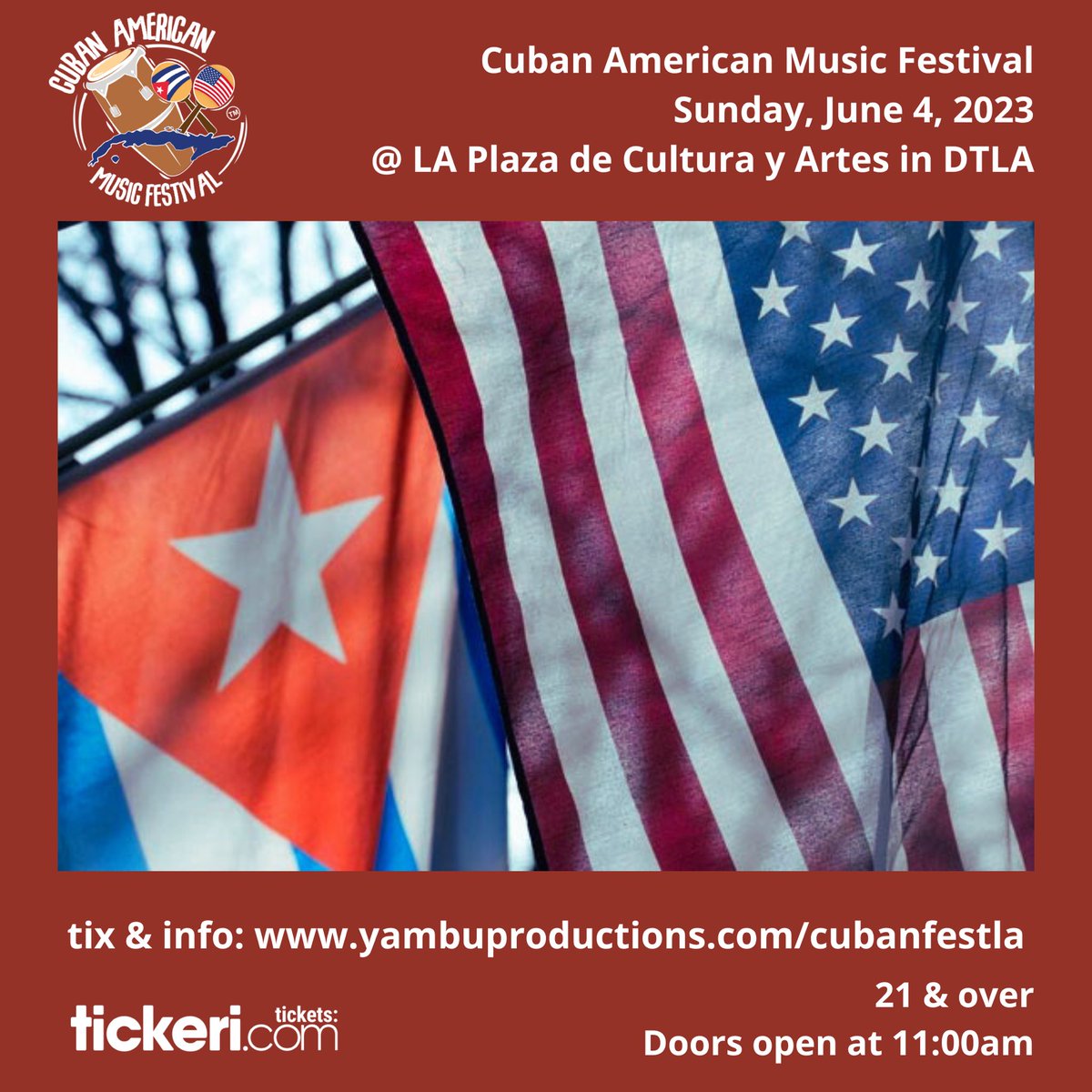 Cuban American Music Festival
Sunday, June 4th 2023 @ LA Plaza de Cultura y Artes in DTLA
tix &amp; Info: bit.ly/cubanfest2023