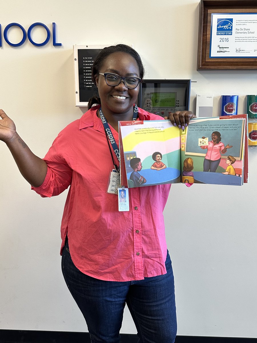 It's National Library Week and we are celebrating by dressing as our favorite book characters!  Our staff member is dressing like the teacher from I Color Myself Different.  The resemblance is striking!  <a href="/mrs_newski/">Jackie Wisniewski</a> #NationalLibraryWeek #ccsd93