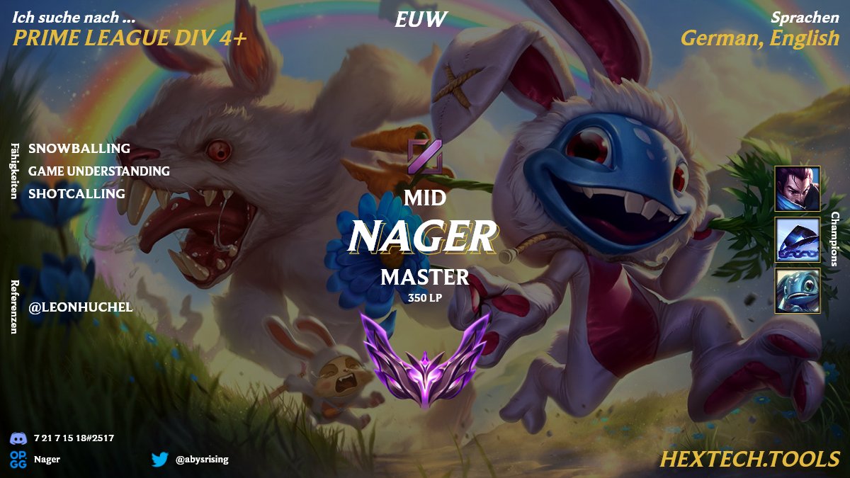 abysrising's tweet photo. After one Split with Omega Intsport in div 4 im LFT again. Mainly looking for primeleague div 3/4.

@lft_prime https://t.co/FoZiXdycct