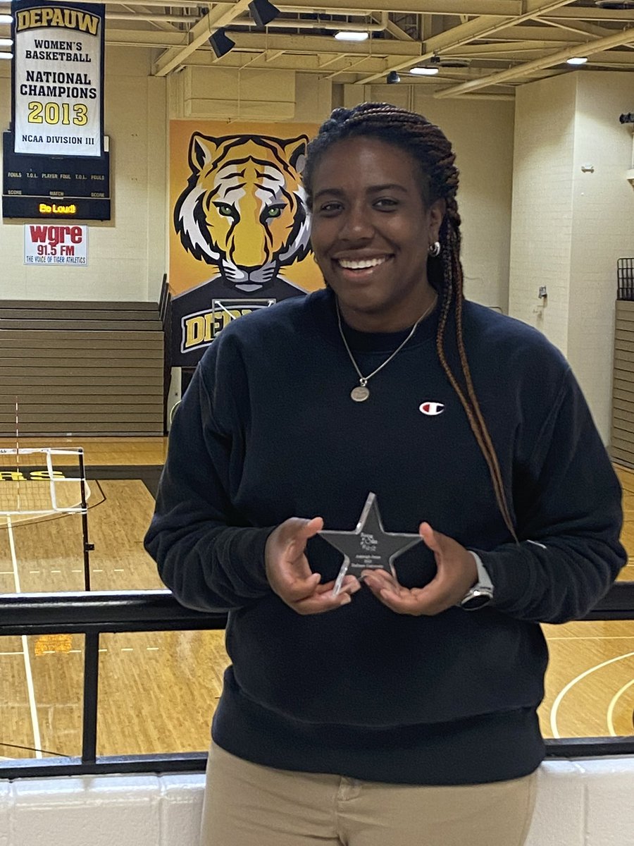 She’s ours!  <a href="/DePauwAthletics/">DePauw Tigers</a> celebrates Ashleigh Jones as the <a href="/DePauwU/">DePauw University</a> inaugural “Rising Star” award winner!  We are grateful to call you colleague &amp; friend!  <a href="/MOAADiversity1/">MOAA Diversity</a> <a href="/CollSportsComm/">College Sports Communicators</a>  #TeamDePauw