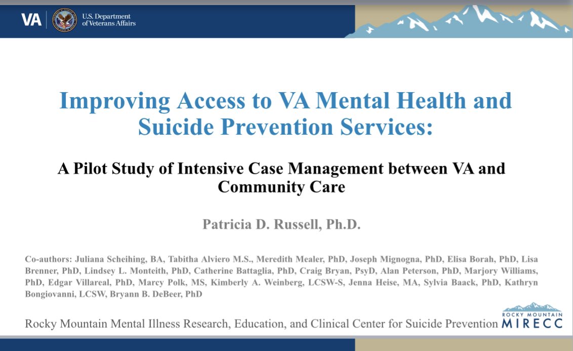 PDRussell_PhD's tweet photo. Excited to share our research with my colleagues @BryannDeBeer and @SBMorissettePhD at 2 PM MT as part of a symposia: “Reducing Risk and Promoting Safety: Development of Community Interventions for Suicide Risk within Military Veterans.”#SRS2023 #MIRECC https://t.co/cdJg8ERtsi