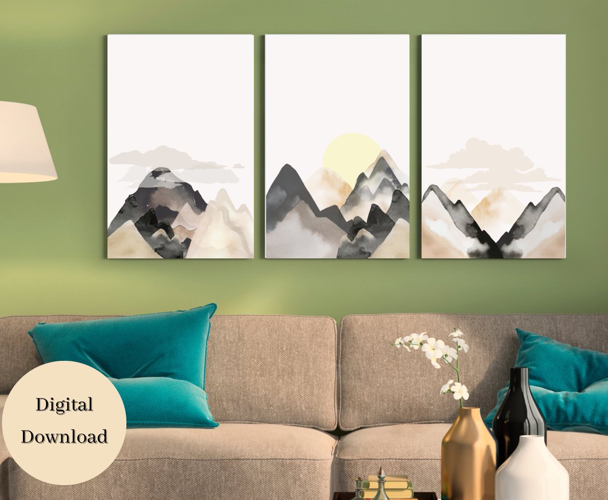 Add a touch of modern elegance to your home with this Black and Beige Abstract Mountain Wall Art Set etsy.com/listing/145700… #wallartforsale #blackandbeige #abstractart #modernhome #neutralart #printables