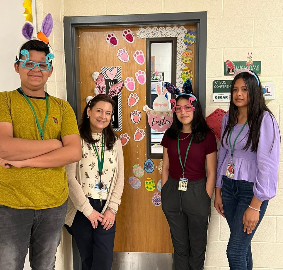 PosgarESOL's tweet photo. Just found these pics wearing our bunny ears and ready for Easter break in early April! https://t.co/vmwOMPJ23E