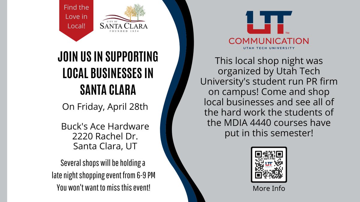 utcommunication's tweet photo. Happy Friday, Trailblazers! Come out to our late night shop event, planned by our very own Insight Communication course! You won't want to miss this super fun event with some great local businesses!

See you there! https://t.co/a0g0CDOluz