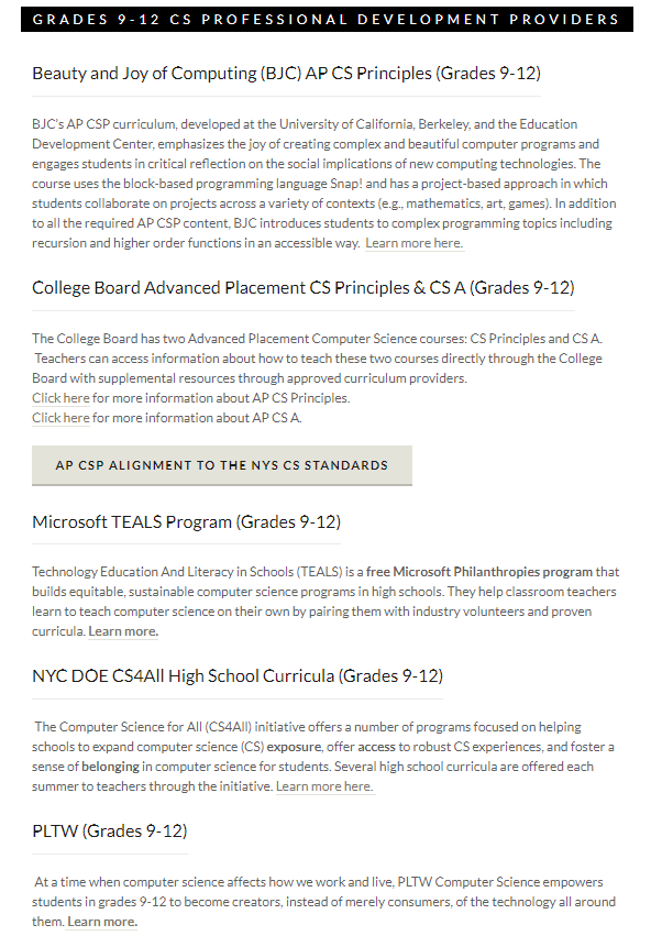 #RT @CodeHS: RT @csta_nyc: Looking for a K-12 computer science course with training for next year?
Read through suggestions on the #CSForNY Training & Curriculum website, including many courses aligned to New York's CS & Digital Fluency Standards: …